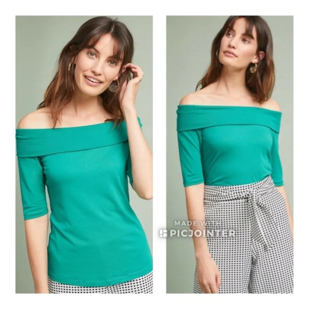 NWT Patchett Off-the-Shoulder Top Holly Green XS
